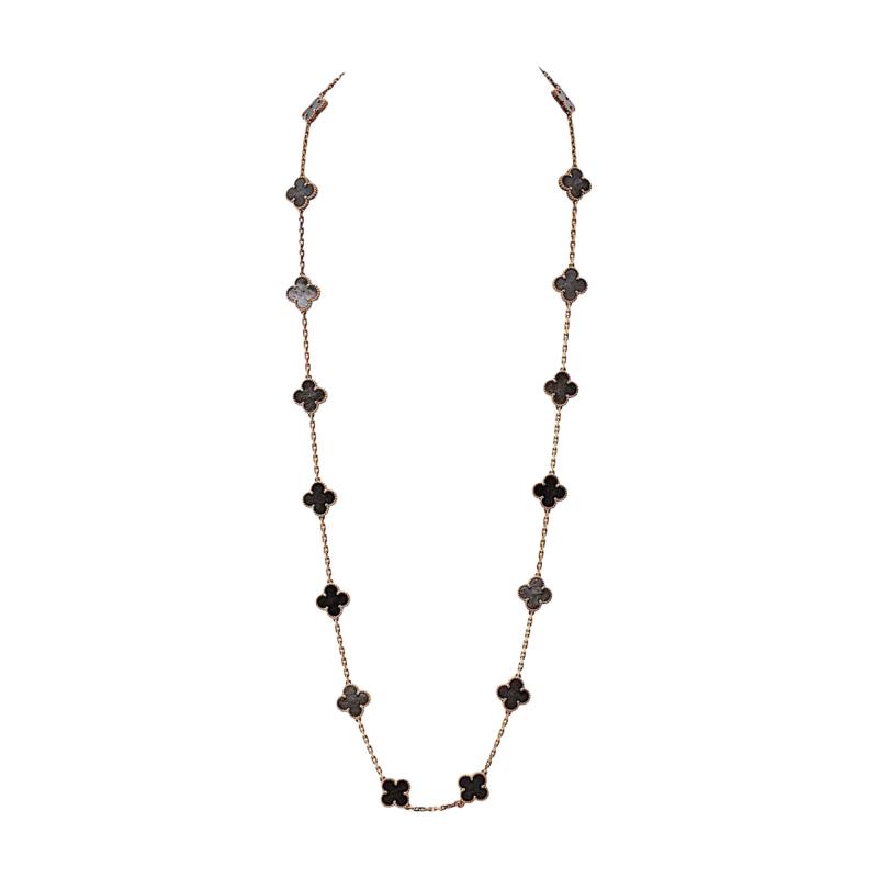  Van Cleef Arpels Van Cleef Arpels Alhambra 18K Rose Gold 20 Motif Obsidian Necklace