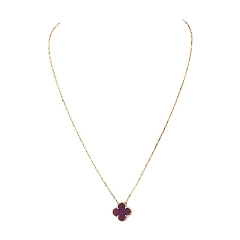  Van Cleef Arpels Van Cleef Arpels Alhambra 18K Rose Gold Carnelian Single Alhambra Necklace
