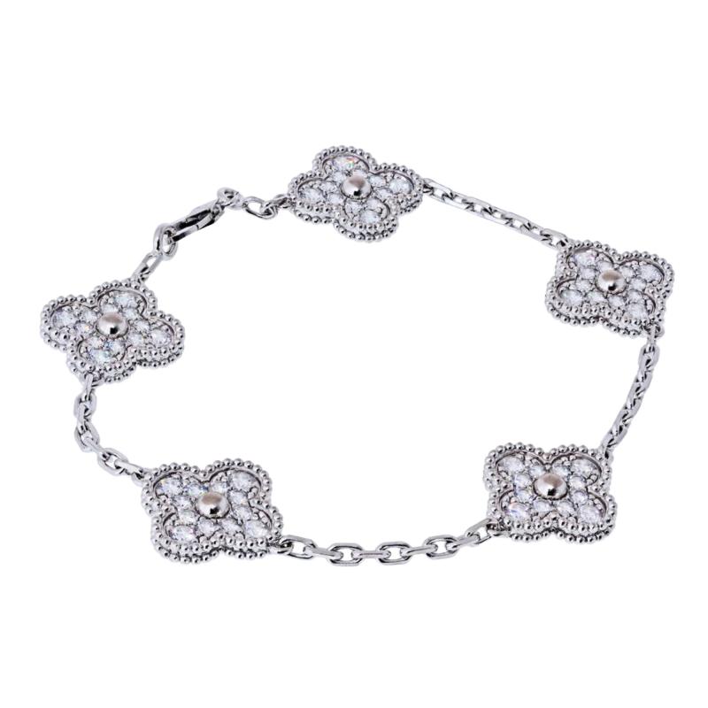  Van Cleef Arpels Van Cleef Arpels Alhambra 18K White Gold Diamond Bracelet