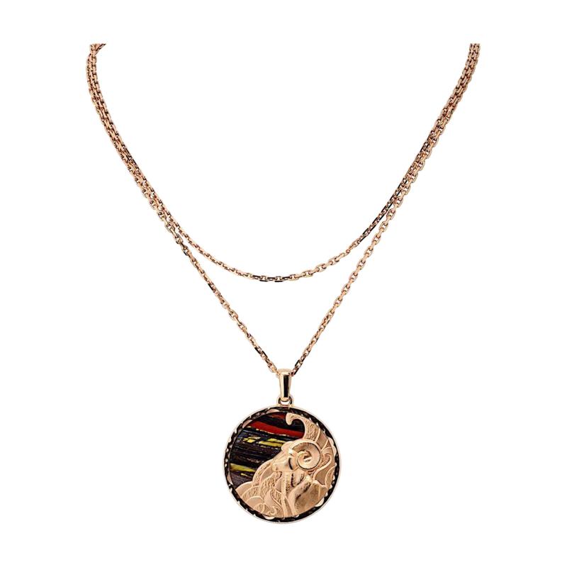  Van Cleef Arpels Van Cleef Arpels Aries 18K Rose Gold Medallion On A 34 inch Chain Pendant