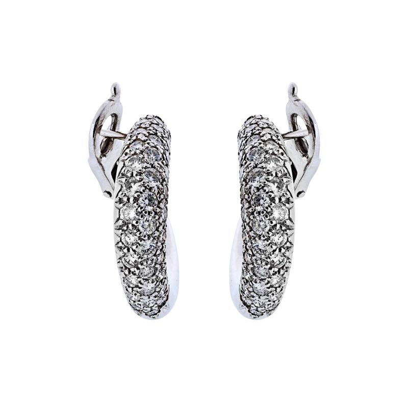  Van Cleef Arpels Van Cleef Arpels Circa 18K White Gold Pave Diamond Hoop 1 00cttw Earrings