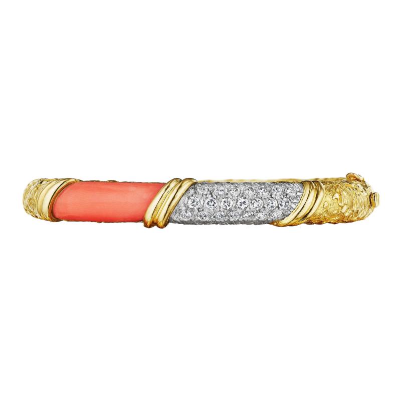  Van Cleef Arpels Van Cleef Arpels Coral and Diamond Bangle Bracelet