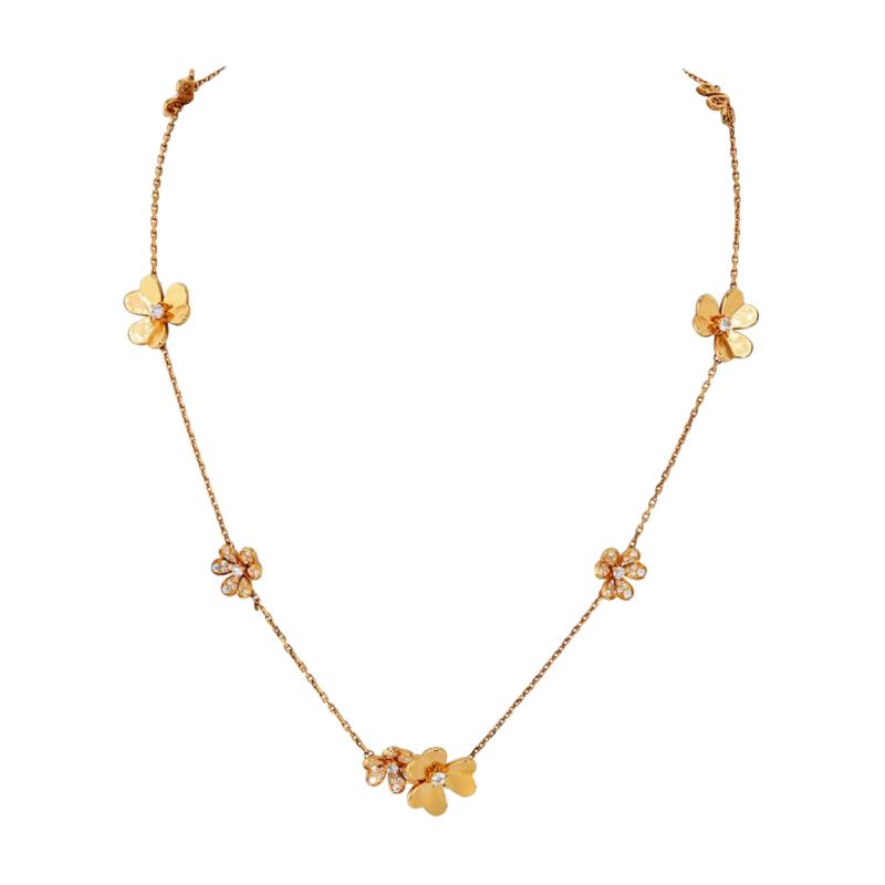  Van Cleef Arpels Van Cleef Arpels Frivole 18K Yellow Gold 9 Flowers Diamond Motifs Necklace