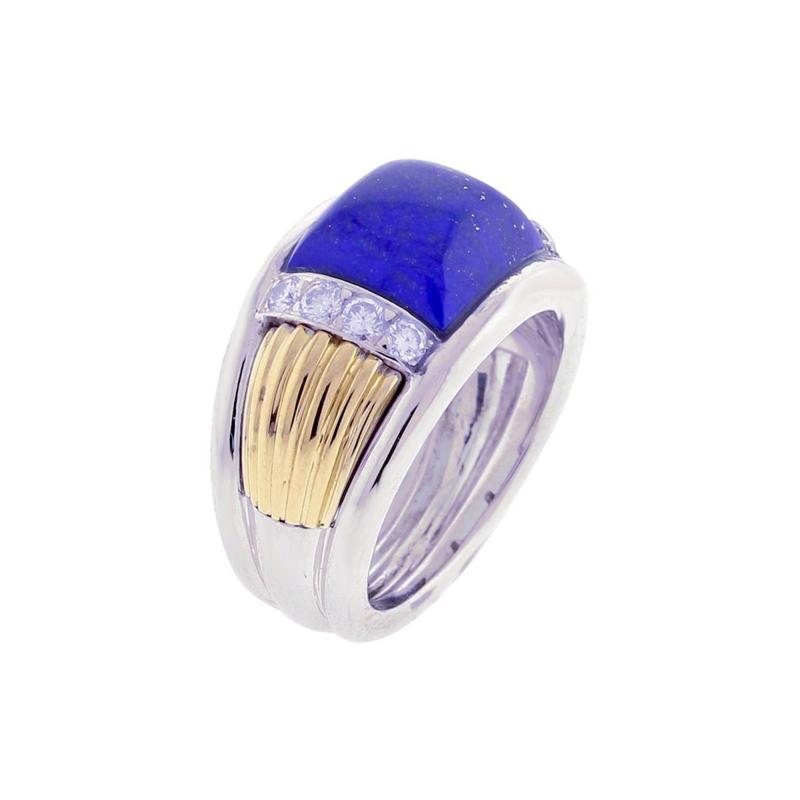  Van Cleef Arpels Van Cleef Arpels Lapis and Diamond White and Yellow Gold Ring