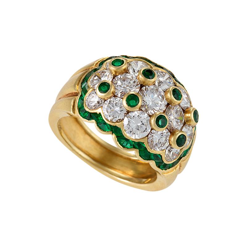  Van Cleef Arpels Van Cleef Arpels Mid 20th Century Diamond Emerald and Gold Ring