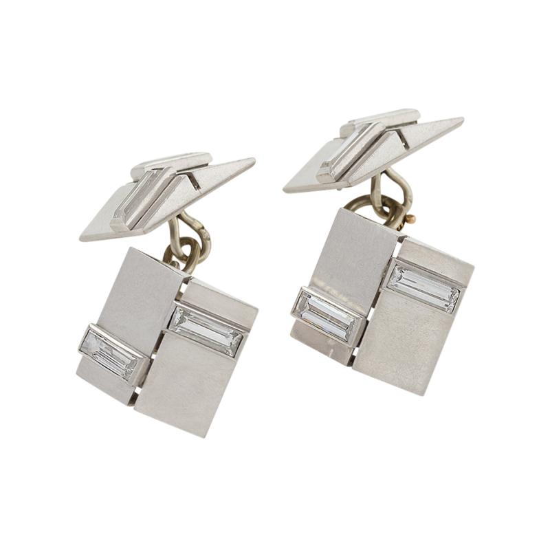  Van Cleef Arpels Van Cleef Arpels Paris Art Deco Diamond and Platinum Cufflinks