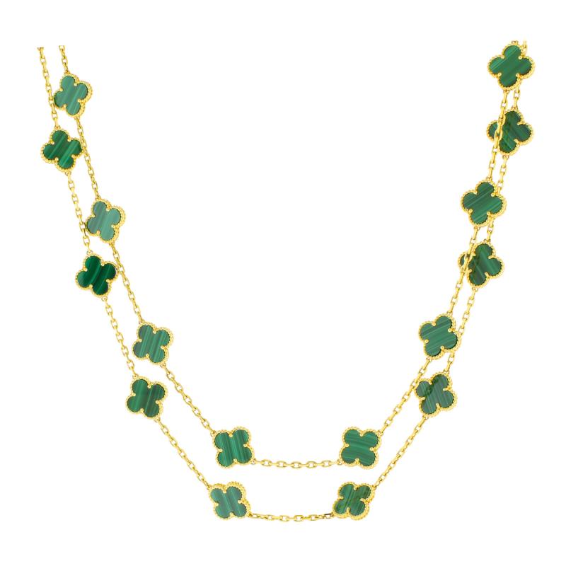  Van Cleef Arpels Van cleef Arpels Vintage Alhambra Long Malachite necklace 20 motifs