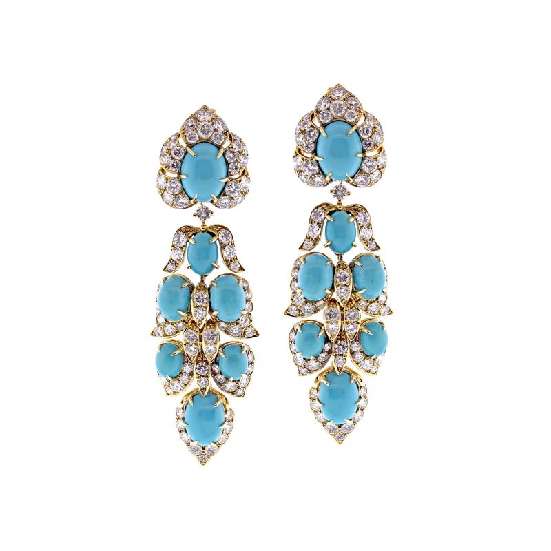 Van Cleef & Arpels - Van Cleef & Arpels Turquoise Diamond Drop Earrings