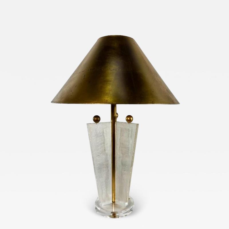  Van Teal American Modern Lucite Gold Leaf Table Lamp Gold Leaf Shade Van Teal
