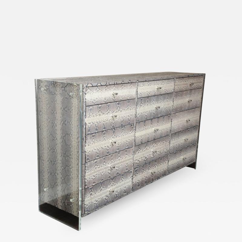  Venfield 15 Drawer Python Dresser with Lucite Side Panels