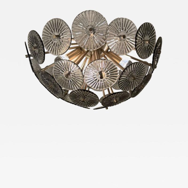  Venfield Alberto Dona Inspired Custom Textured Murano Glass Disc Flush Mount