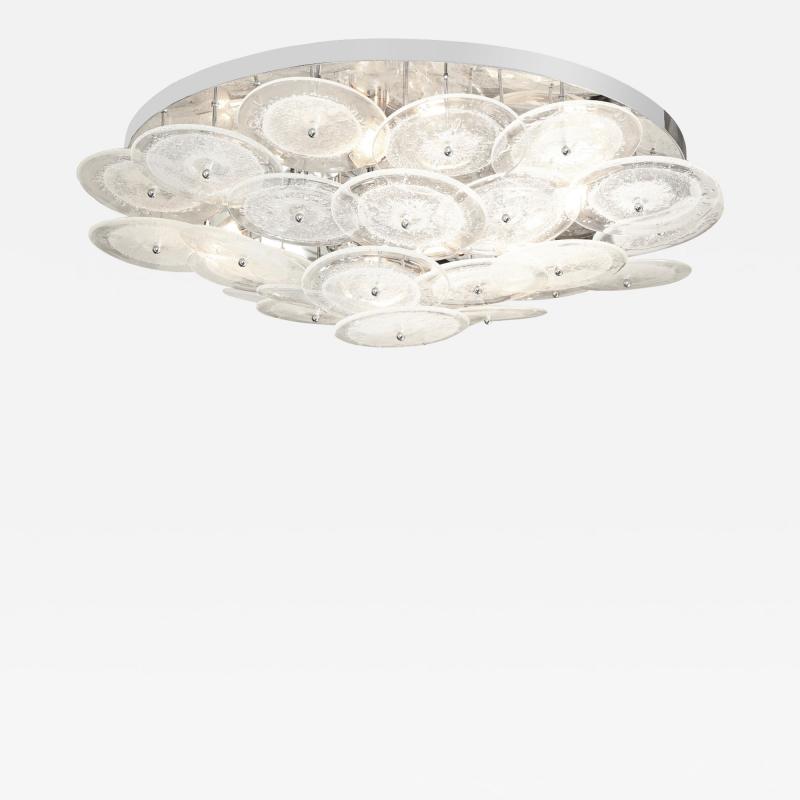  Venfield Artisan Clear Pulegoso Glass Disc Flush Mount