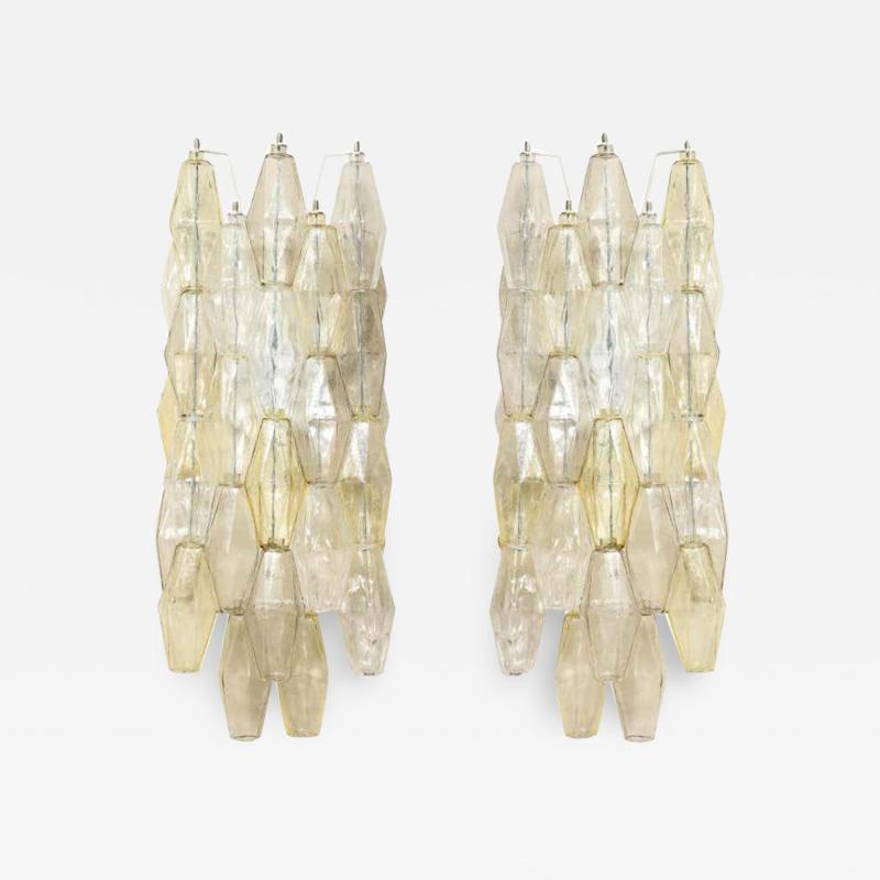  Venfield Artisan Pair of Clear and Amber Glass Polyhedron Sconces 2021