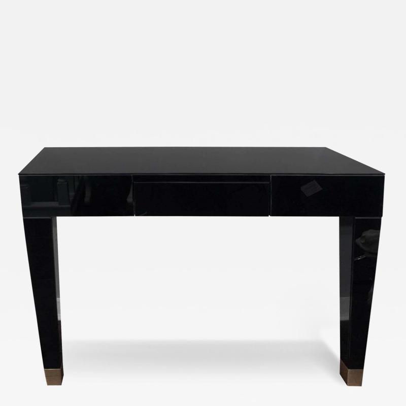  Venfield Black Glass Wall Mount Console Table