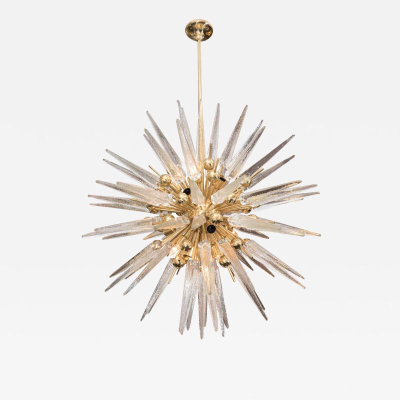  Venfield Clear Murano Glass Spike Sputnik with Interior Brass Spheres