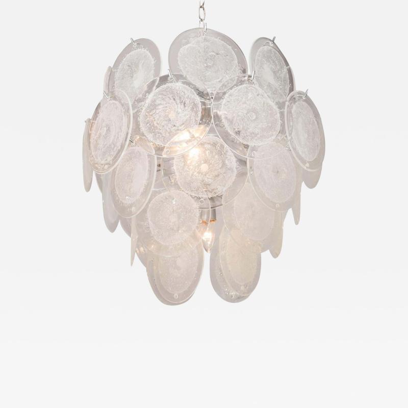  Venfield Clear Pulegoso Murano Glass Disc Chandelier