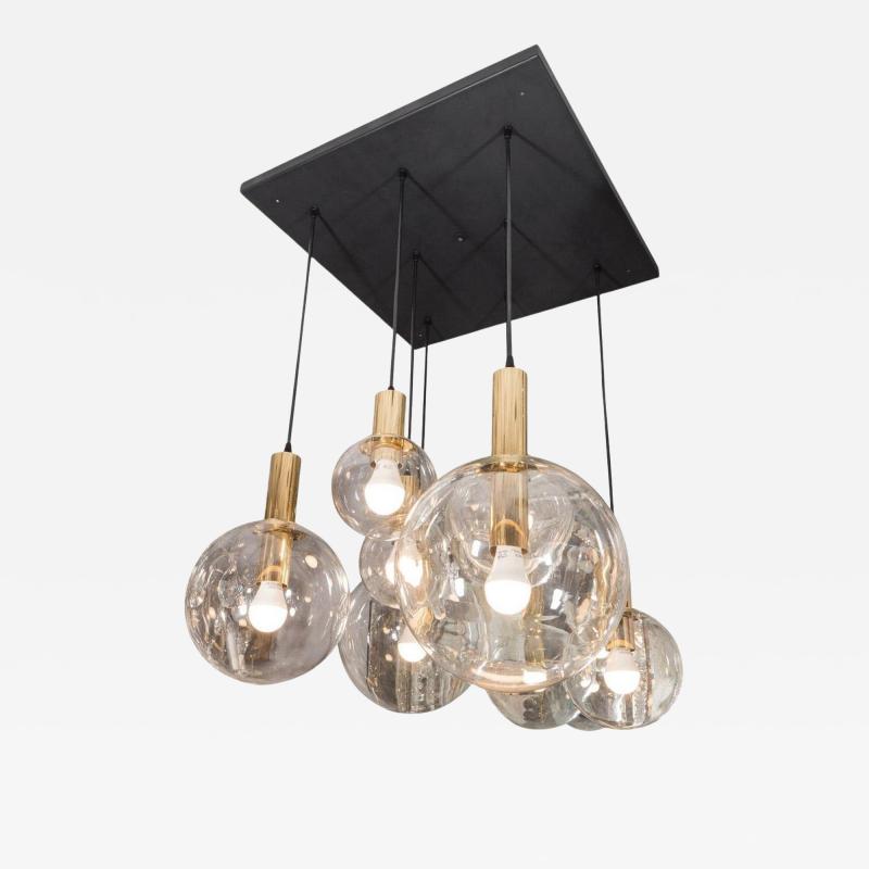  Venfield Custom 8 Globe Brass and Black Chandelier