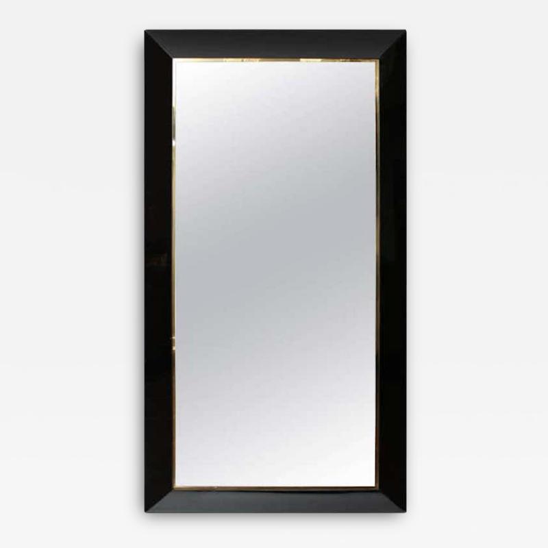  Venfield Custom Black Glass and Brass Full Length Mirror