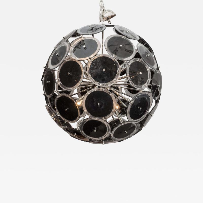  Venfield Custom Black Murano Glass Disc Sputnik Chandelier