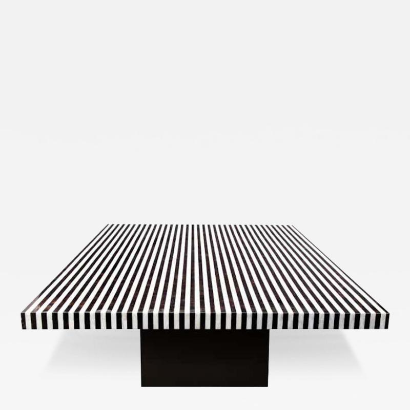  Venfield Custom Black and White Shell Stripe Marquetry Table