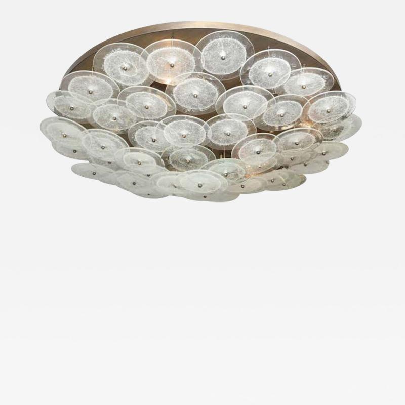  Venfield Custom Clear Bubble Murano Glass Disc Flush Mount Light