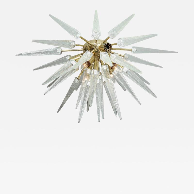  Venfield Custom Clear Murano Glass Spike Sputnik Flush Mount