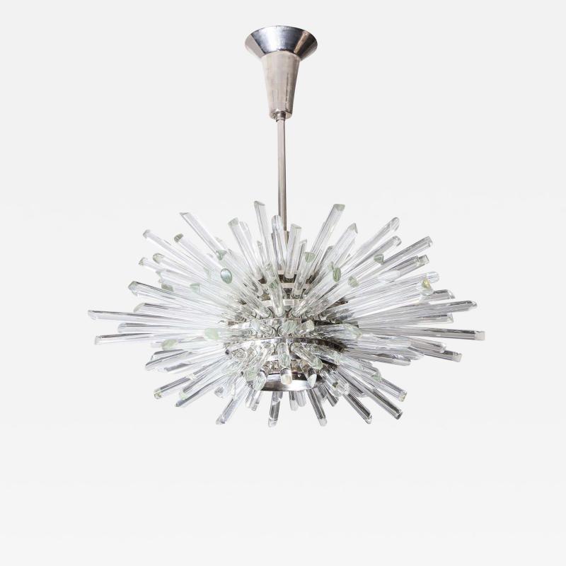  Venfield Custom Illuminating Glass Rod Sputnik Chandelier in Polished Nickel