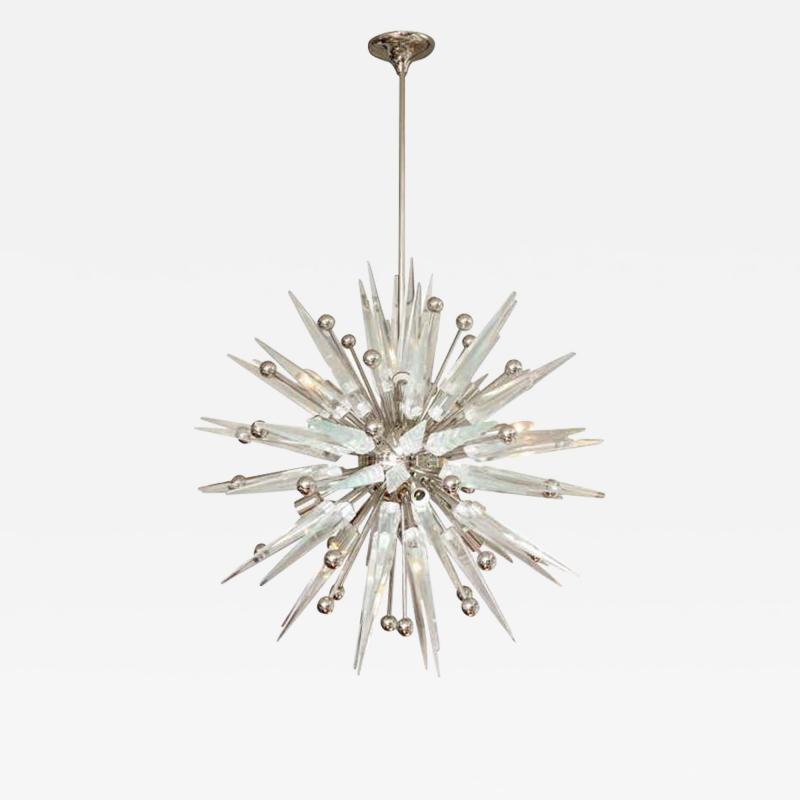  Venfield Custom Murano Clear Glass Spike Sputnik with Nickel Spheres