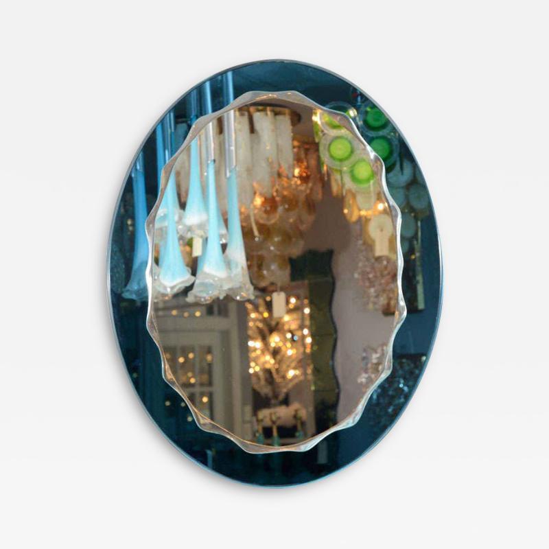  Venfield Custom Oval Wave Mirror in Cerulean Blue Mirror Frame