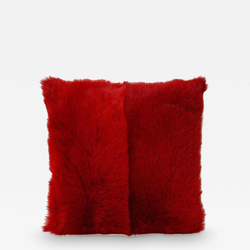  Venfield Custom Toscana Long Hair Shearling Pillow in Red Color