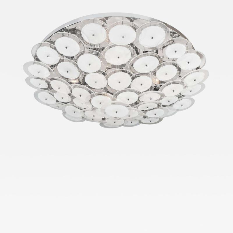  Venfield Custom White Murano Glass Disc Flush Mount Light