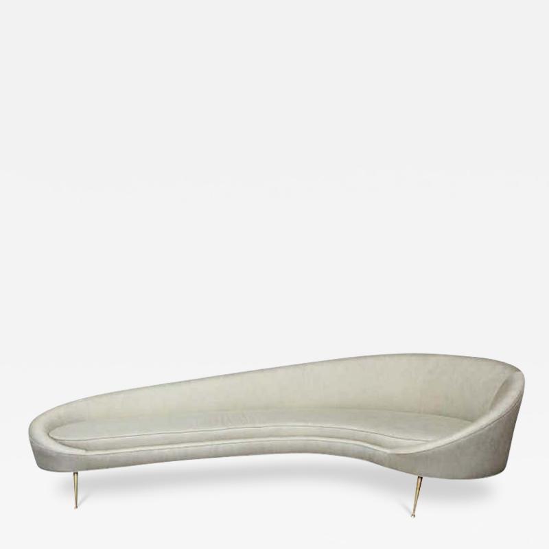  Venfield Elegant Curved Sofa in Custom Upholstery with Brass Legs