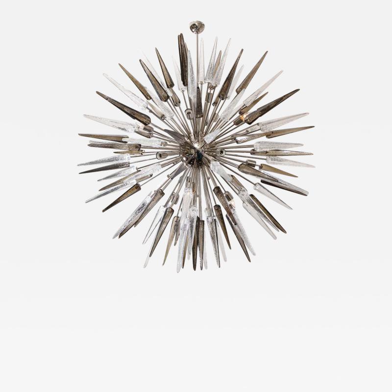  Venfield Enormous Clear and Smoke Murano Spike Glass Sputnik Chandelier