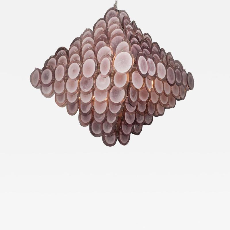 Venfield Huge Purple Murano Glass Disc Chandelier in Double Pyramid Shape