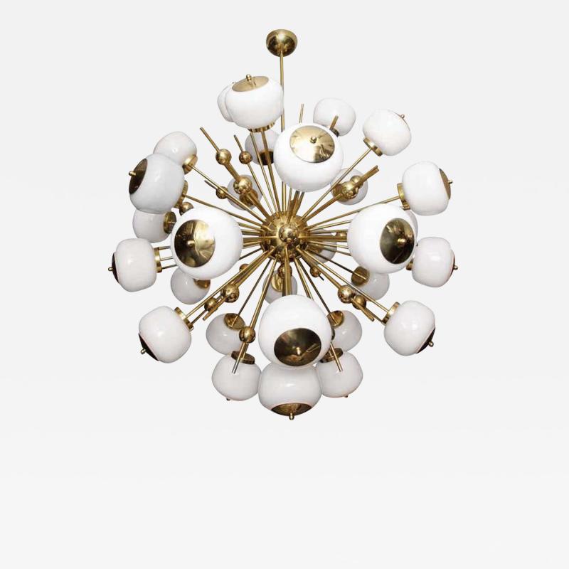  Venfield Italian Milk Glass and Brass Sputnik