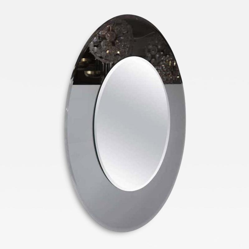 Venfield Large Round Beveled Mirror with Smoke Glass Border
