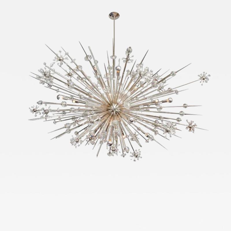  Venfield Monumental Austrian Crystal and Glass Rod Sputnik in Polished Nickel