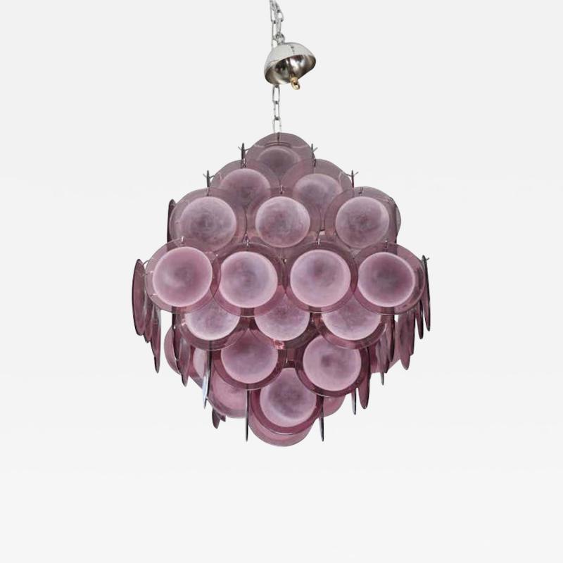  Venfield Pagoda Style Amethyst Murano Glass Disc Chandelier