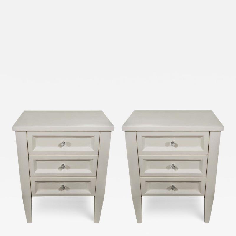  Venfield Pair of Custom Leather Wrapped Nightstands
