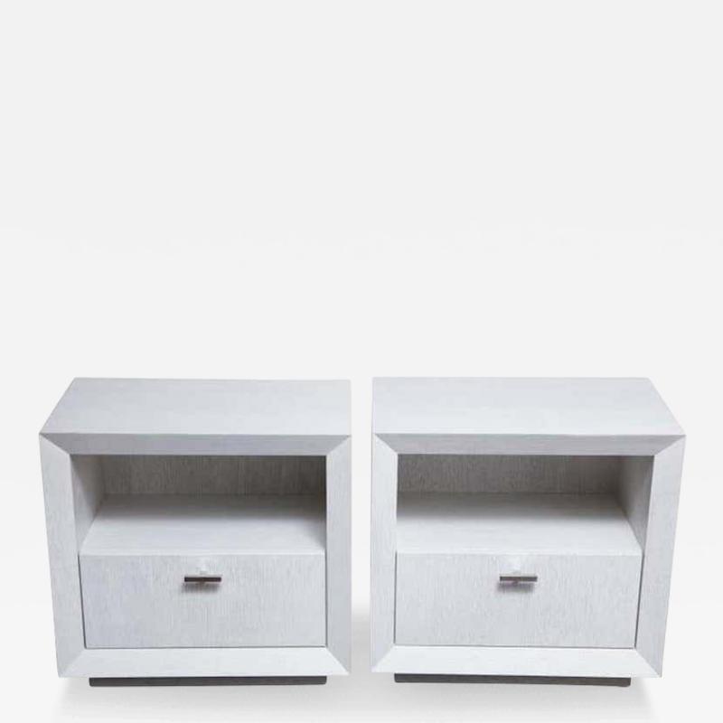  Venfield Pair of Custom Painted Cerused Wood Nightstands