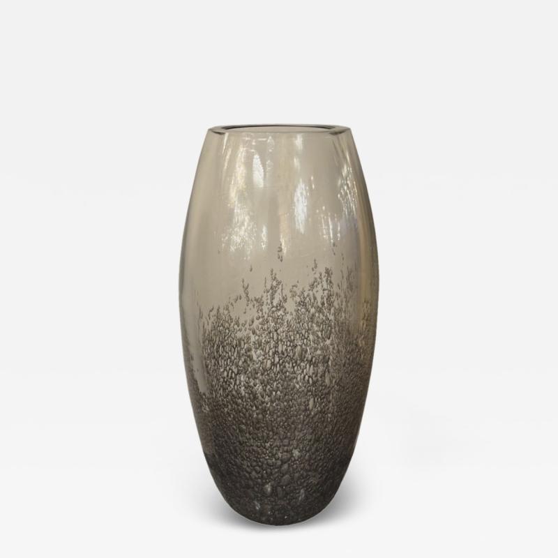  Venfield Tall Murano Pulegoso Smoke Glass Vase