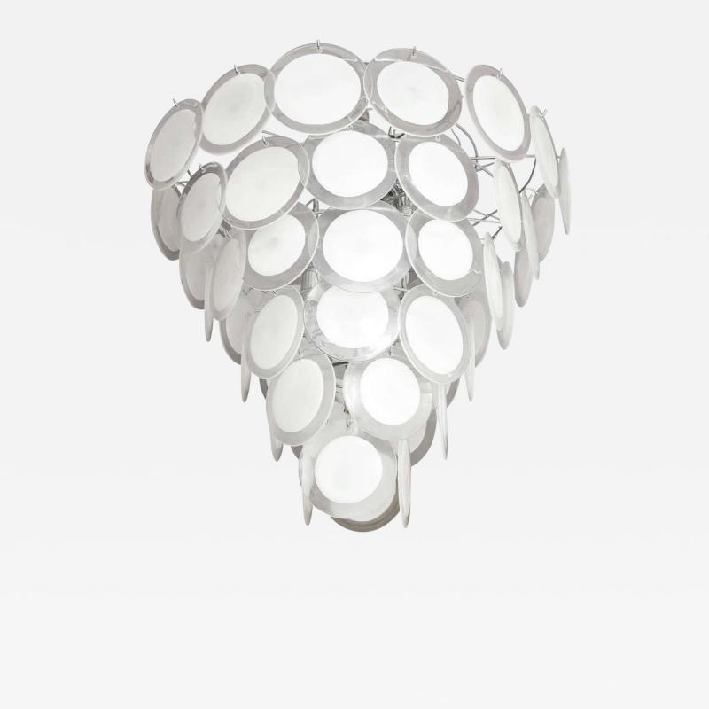  Venfield White Murano Glass Disc Chandelier