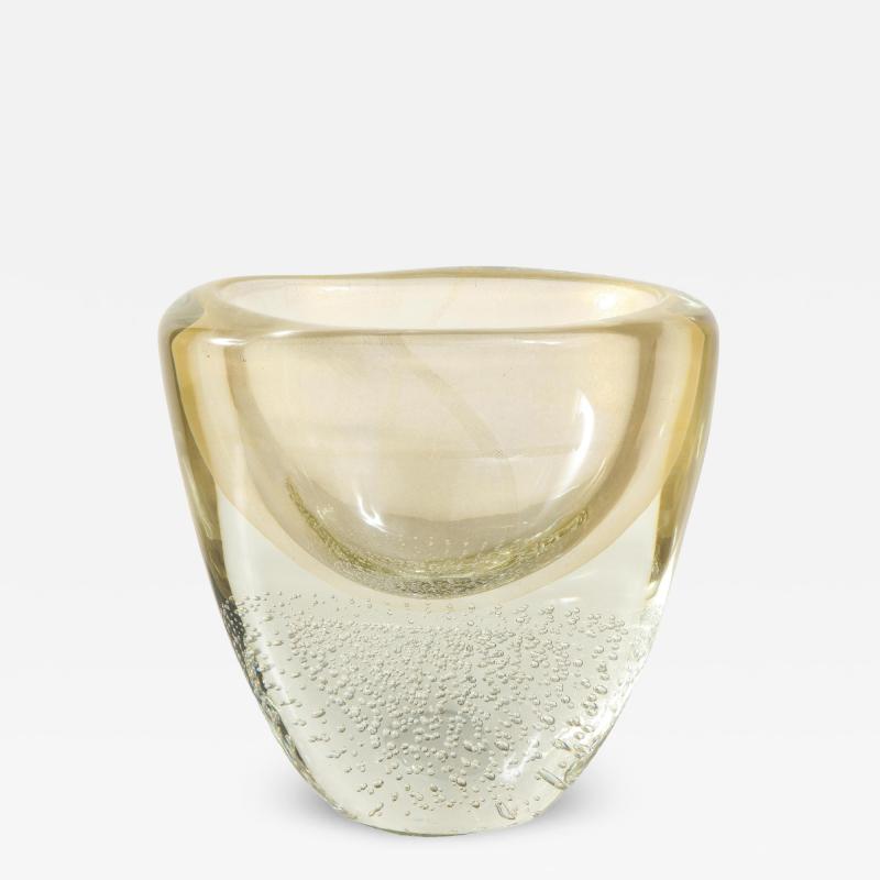  Venfield Wide Gold Sommerso Italian Murano Glass Vase