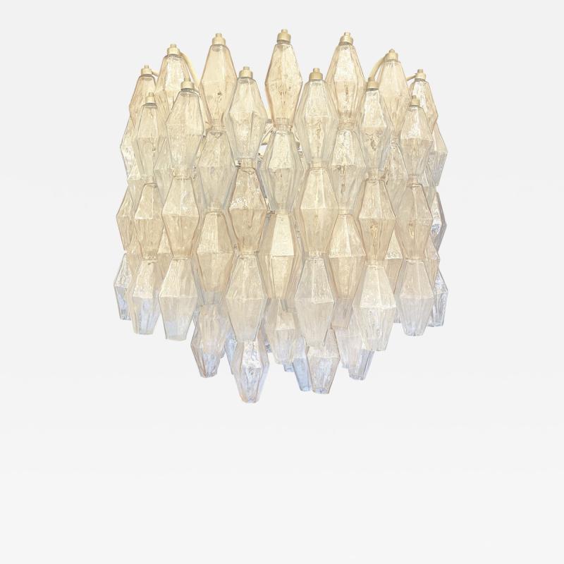  Venini Blue and Rose Poliedri Murano Glass Chandelier by Venini