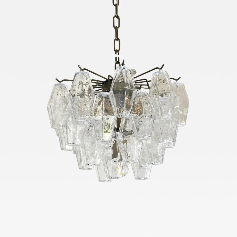  Venini Contemporary Bronzed Chandelier With Poliedri Murano Glass in Venini Style