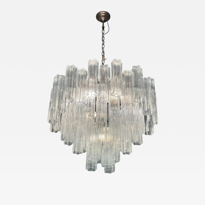  Venini Contemporary Trasparent Tronchi Murano Brunish Chandelier in Venini Style