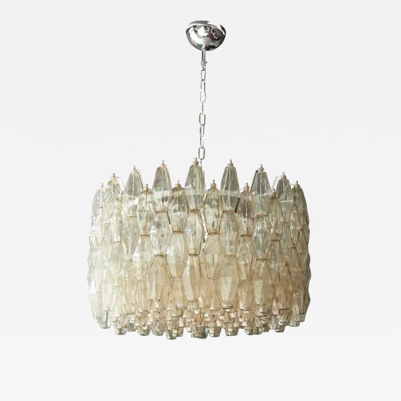  Venini Huge Polyhedral Murano Glass Drum Chandelier in the Manner of Venini