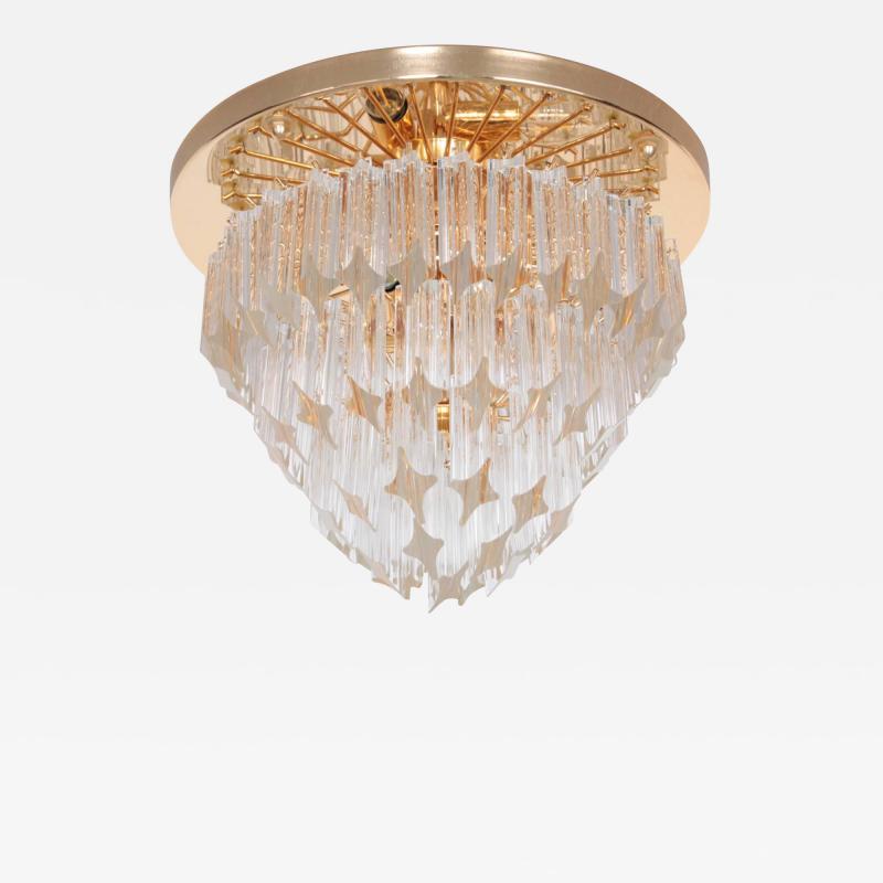  Venini Huge Venini Asta Quadrilobo Flush Mount in Brass and Glass Italy 1960s