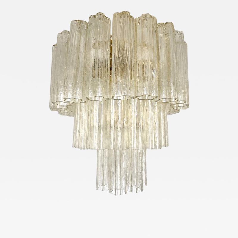  Venini Italian Luxury Champagne Tronchi Murano Glass Flush Mount in Venini Style