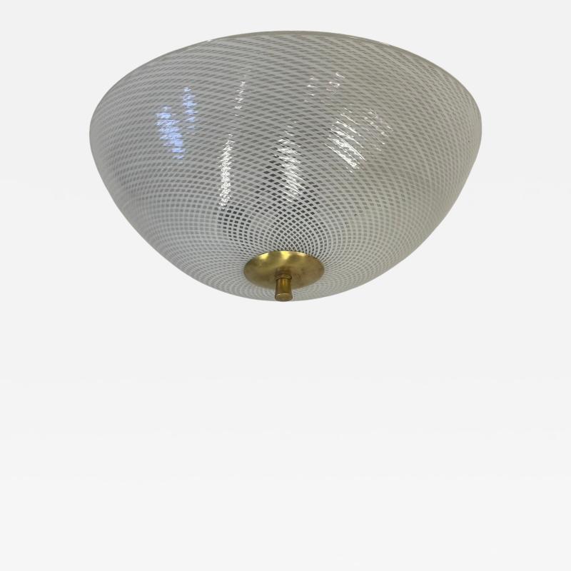  Venini Italian Mid Century Murano Glass Flush Mount Light Fixture by Venini 1940 1950